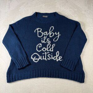 Wooden Ships "Baby Its Cold Outside" Blue Sweater Mohair Wool Blend S/M Soft